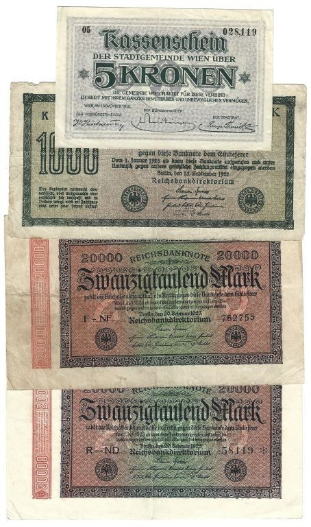 Banknoten, Deutschland / Germany, Lots und Sammlungen. 1000 Mark 1922. 2 x 20000...