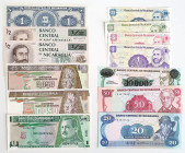 Banknoten, Lots und Sammlungen Banknoten. Nicaragua, 1 Cordoba (1968), P.115a, 2 x 1/2 Cordoba (1991-92), P.171, 172, 20, 50 Cordobas 1985, P.152, 153...