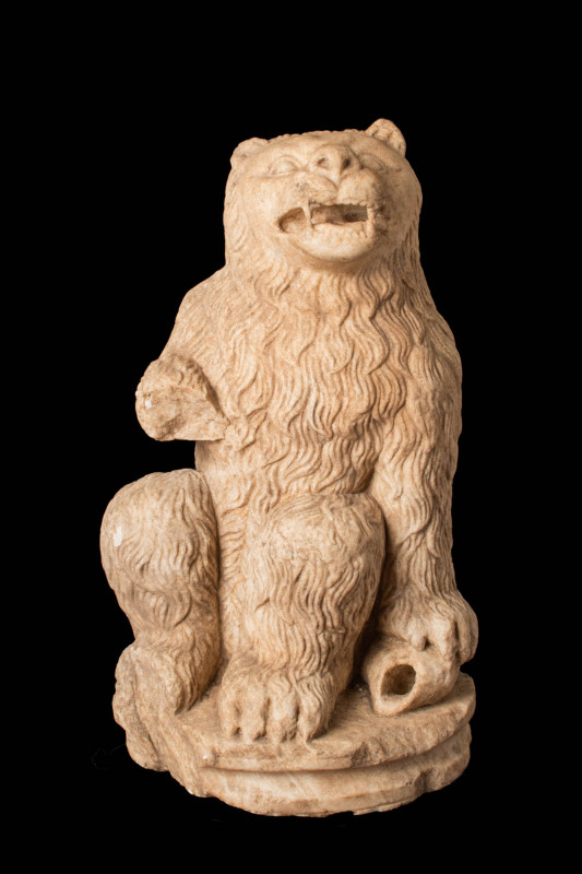 RARE HELLENISTIC MARBLE BEAR 

 Ca. 200 BC A substantial Hellenistic marble sc...