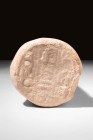 EGYPTIAN TERRACOTTA FUNERARY CONE STAMP SEAL 

 New Kingdom, Ca. 1550 - 1069 BC An Egyptian pottery funerary cone made of coarse terracotta. It has ...