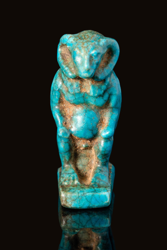 EGYPTIAN FAIENCE RAM AMULET

 Late Period, Ca. 1550-1069 BC An Egyptian faienc...