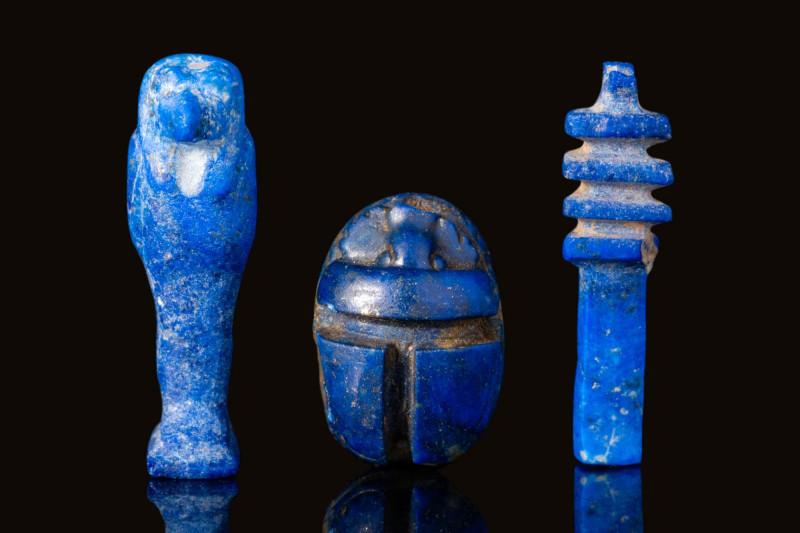 GROUP OF EGYPTIAN LAPIS LAZULI AMULETS

 Late Period, Ca. 664 - 332 BC A selec...