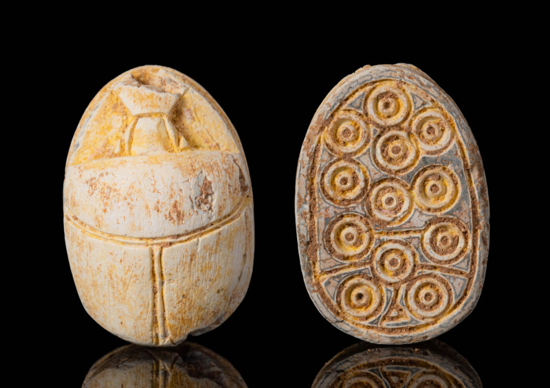 EGYPTIAN STEATITE SCARAB WITH 12 CONCENTRIC CIRCLES

 Second Intermediate Peri...