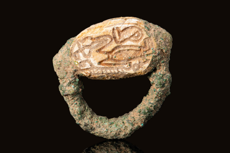 EGYPTIAN BRONZE RING WITH SCARAB

 Middle Kingdom, Ca. 2055 - 1790 BC An Egypt...