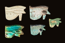 SET OF EGYPTIAN FAIENCE EYE OF HORUS AMULETS

 New Kingdom- Third Intermediate Period, Ca. 1550 - 946 BC An Egyptian group of 5 mould-formed faience...