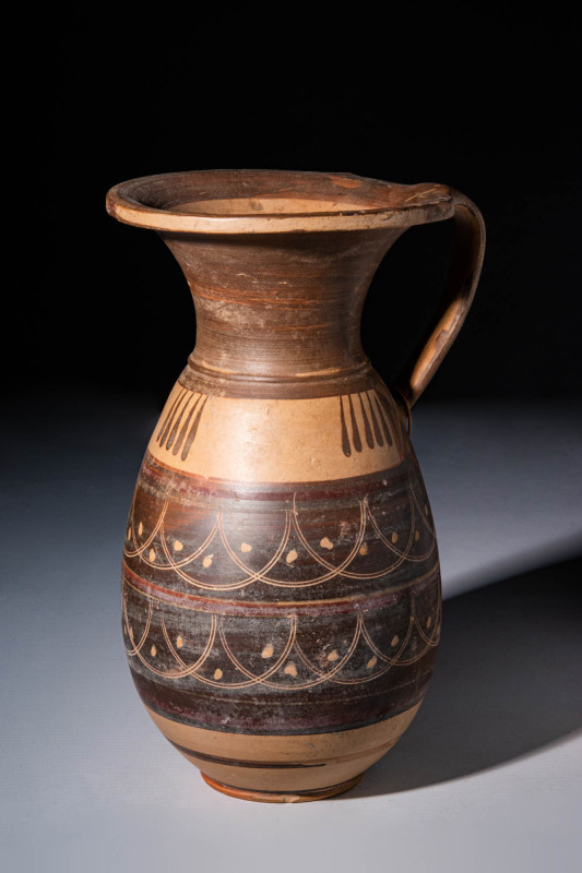 ETRUSCO-CORINTHIAN OLPE WITH SCALES PATTERN - EX. MUSEUM

 Ca. 600 - 580 BC An...