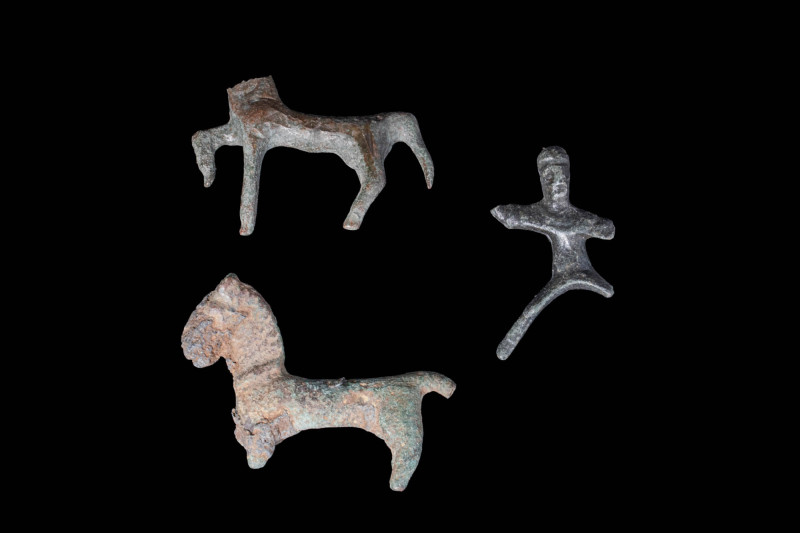 GROUP OF CELTIC IDOLS

 Ca. 300 - 100 BC A group of three celtic idols compose...