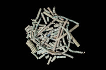 LARGE GROUP OF ARCHAIC GREEK BRONZE BEADS

 Ca. 800 - 600 BC A large group of Archaic Greek bronze twisted breads. These type of beads was found in ...