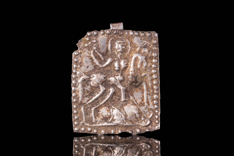 BYZANTINE SILVER ICON PENDANT WITH SAINT GEORGE

 Ca. AD 1300 A Byzantine silv...