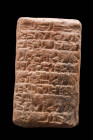 SUMERIAN CLAY CUNEIFORM TABLET

 Ca. 2200 - 1900 BC A rectangular Sumerian clay tablet containing around ten lines of cuneiform on each side that wa...