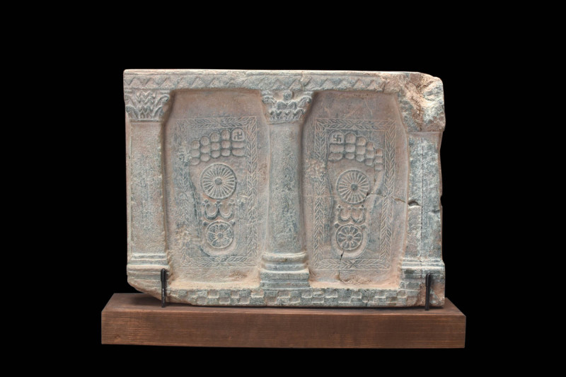 GANDHARAN SCHIST FOOTPRINTS OF THE BUDDHA (BUDDHAPADMA) PANEL 

 Ca. 200 AD A ...