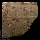 Egyptian Limestone Relief with Hieroglyphic List of Funerary Offerings