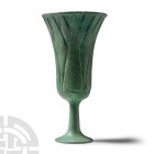 Egyptian Blue-Glazed Faience Blue Lotus Chalice