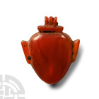 Large Egyptian Translucent Carnelian Heart Amulet