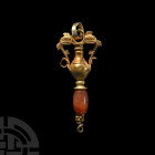 Hellenistic Gold Dolphin Amphora Pendant