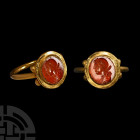 Roman Apollo Gemstone in Gold Ring