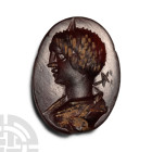 Roman Carnelian Bust of Mercury Gemstone