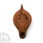 Byzantine Terracotta Oil Lamp with Chi Rho