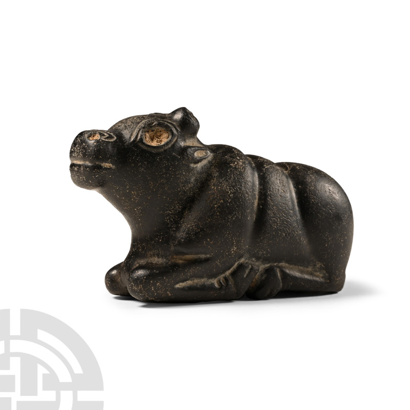 3rd-2nd millennium B.C.. Carved in the round as a crouching bull with its legs f...