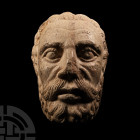 Medieval Romanesque Marble Head of a Saint