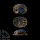 Egypto-Phoenician Lapis Lazuli Scarab with Cartouche for Thutmose III