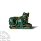 Egyptian Blue Glazed Bastet Amulet