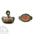 Egypto-Phoenician Hardstone Scaraboid Set in Bronze Pendant