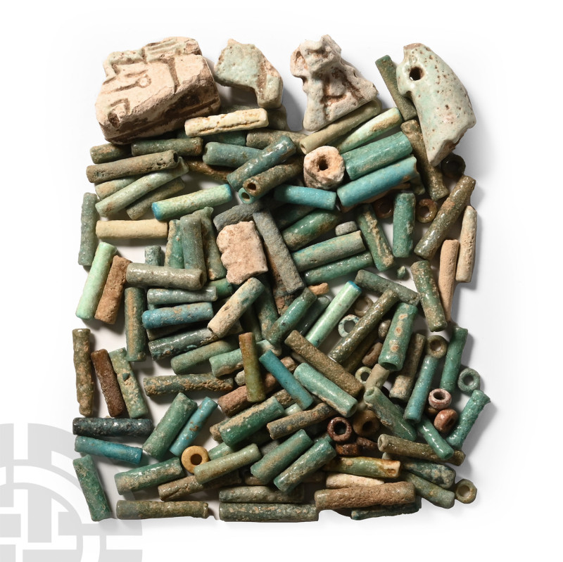 Late Period, 664-332 B.C.. Comprising mainly blue and green tubular beads with s...