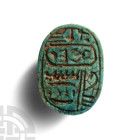 Egyptian Blue Glazed Scarab of Thutmose III