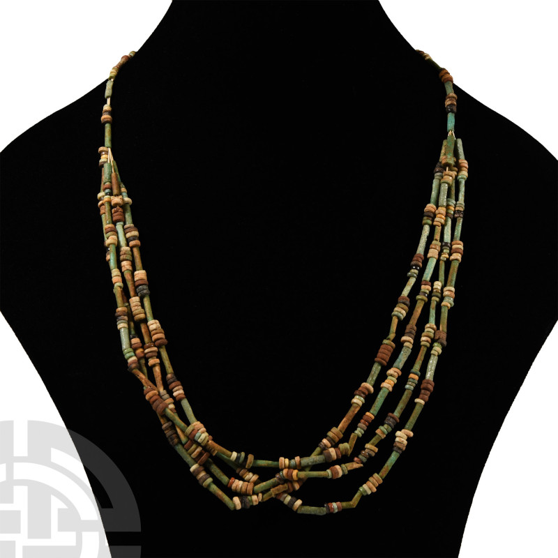 Late Period, 664-525 B.C.. Multi-stranded restrung composition necklace composed...