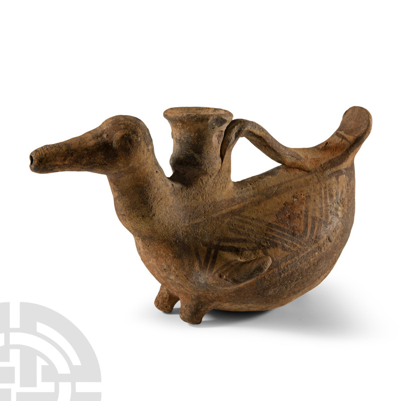 Late Bronze Age, 1100-1000 B.C.. Hollow-formed as a bird, possibly a duck, with ...