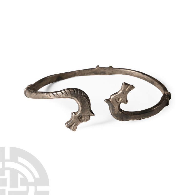 3rd-4th century A.D.. Penannular bracelet with D-section shank, paired projectin...