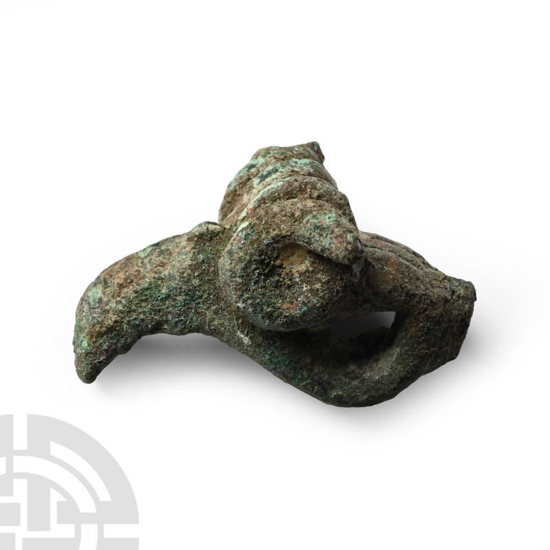 1st millennium B.C.. With lateral curled horns and wedge-shaped muzzle, ribbed l...