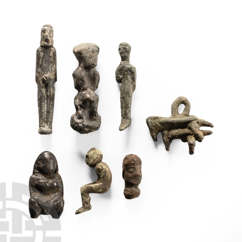 1st millennium B.C. and later. Modelled in the round, group of votives human and...