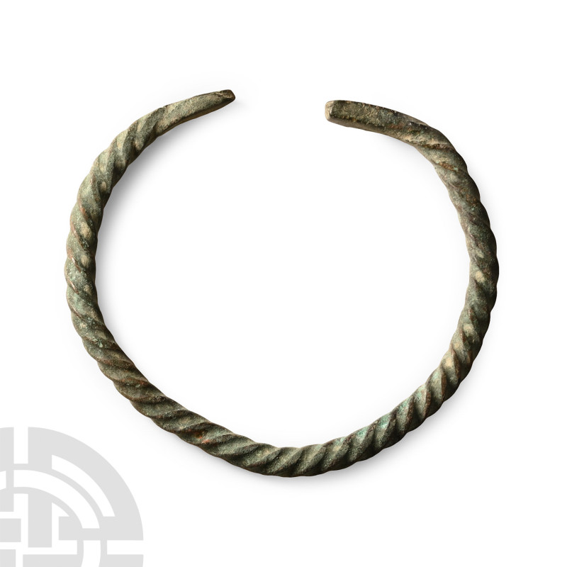 1st millennium B.C.. Penannular in form with the shank formed as a bar twisted a...