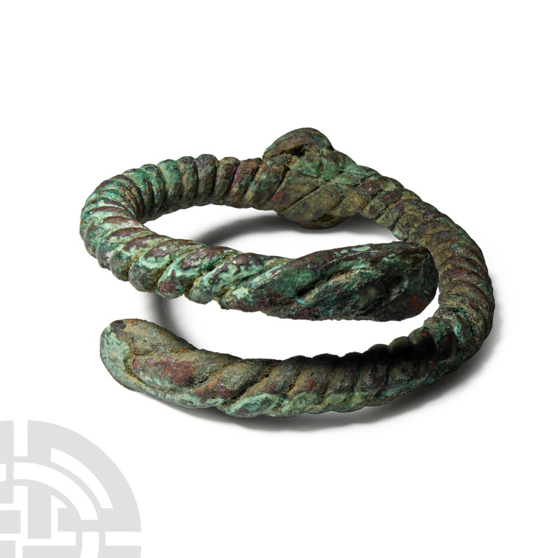 17th-13th century B.C.. Formed as two bronze rods twisted about their own axis a...