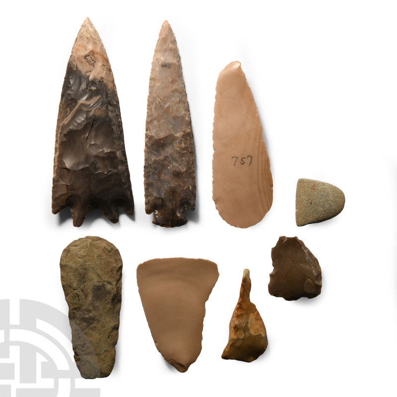 Neolithic Period, circa 3rd millennium B.C. and later. Including narrow flint sp...