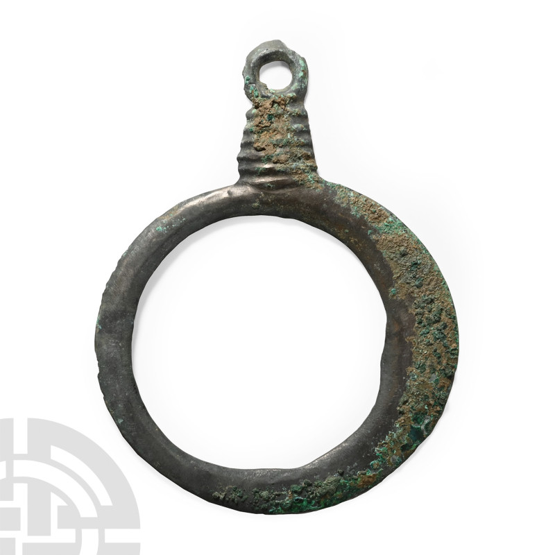 Early 1st millennium B.C.. Formed as a loop with one broader half, integral susp...