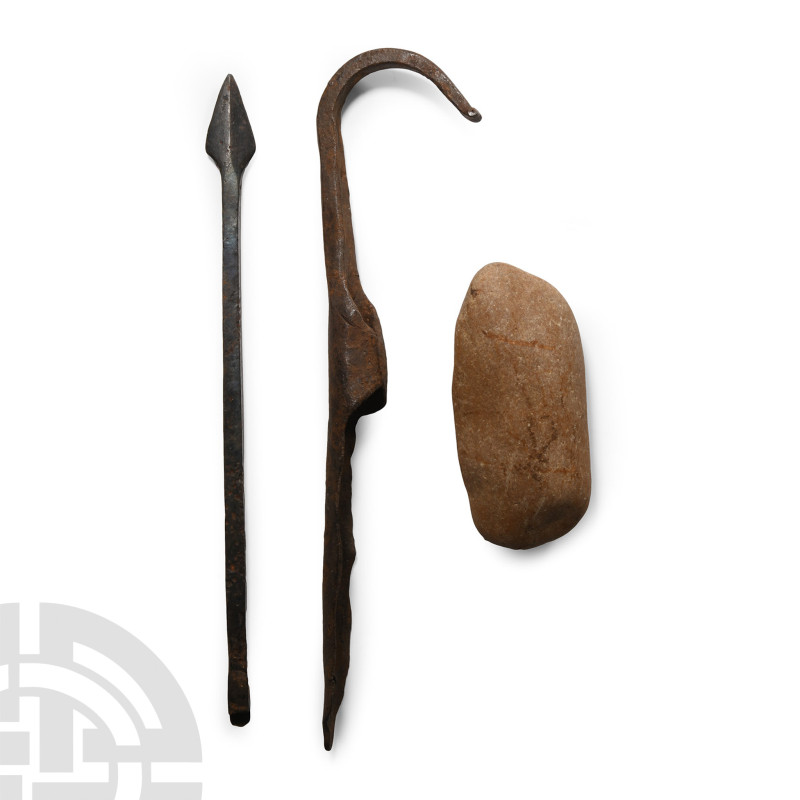 14th-18th century A.D.. Comprising an iron bolt-head with square-section shaft, ...