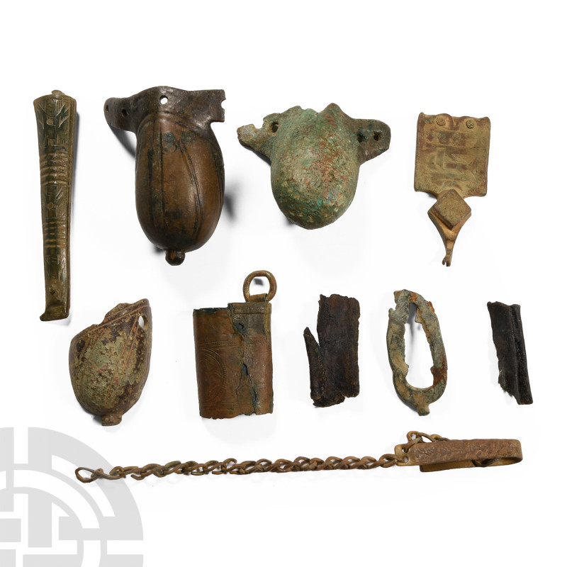 14th-16th century A.D.. Including furniture fittings, knife handle, hooked clasp...