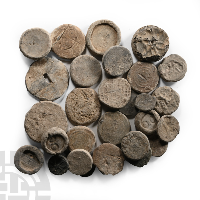 14th-20th century A.D.. Mainy discoid and barrel-shapd types, some with shallow ...