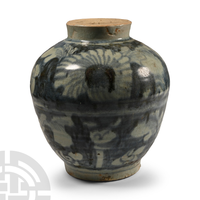 Provincial Chinese, 15th-16th century AD.. Provincial ceramic jar with broad sho...