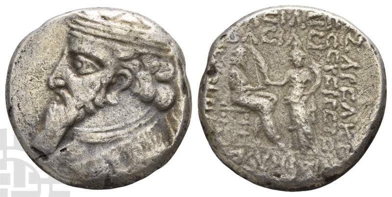 Kings of Parthia, Artabanos II BI Tetradrachm. AD 10-38. Diademed and draped bus...