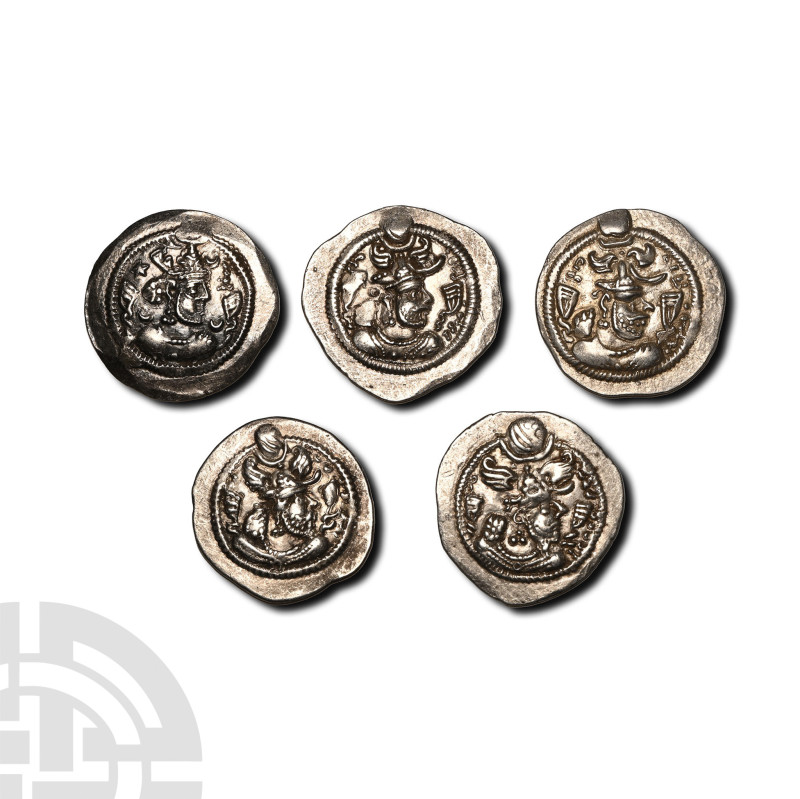 Sassanian Kingdom AR Drachms Group [5]. 5th century AD. Five silver Drachms of t...