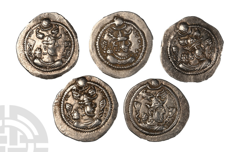 Sassanian Kingdom AR Drachms Group [5]. 5th century AD. Five silver Drachms of t...