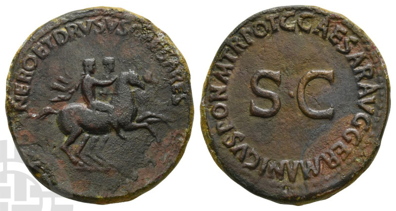 Nero & Drusus Caesar AE Dupondius. Died AD 31 and 33, respectively. NERO ET DRVS...