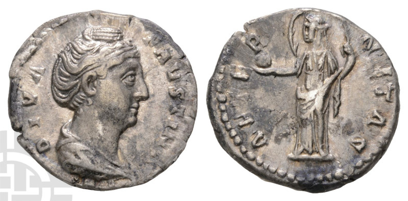 Diva Faustina Senior AR Denarius. Died AD 140/1. DIVA FAVSTINA, draped bust to r...