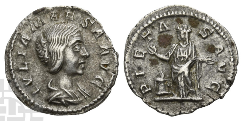 Julia Maesa, Augusta AR Denarius. AD 218-224/5. IVLIA MAESA AVG, draped bust to ...