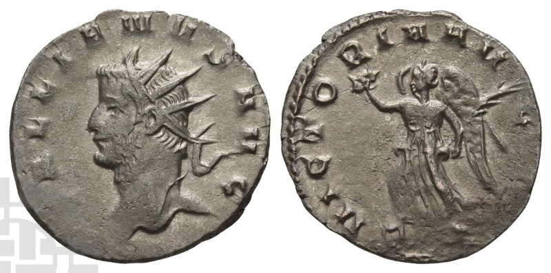 Gallienus AR Antoninianus. AD 253-268. GALLIENVS AVG, radiate head to left / VIC...