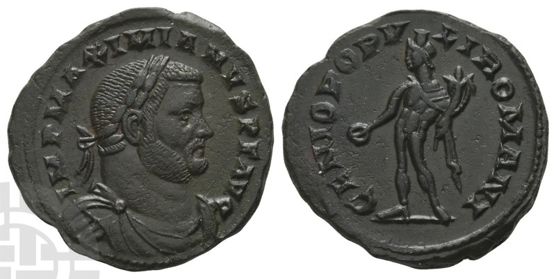 Maximianus BI Nummus. First reign, AD 286-305. IMP MAXIMIANVS P F AVG, laureate,...